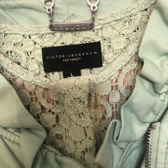 Victoria Beckham large fits size 10 mint green lace shirt dress nude lining - Picture 11 of 15